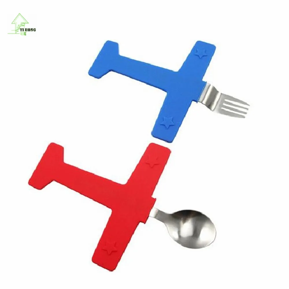 

YIHONG Airplane spoon+ fork set 2 Pieces/set creative children spoon fork Steak fork tableware