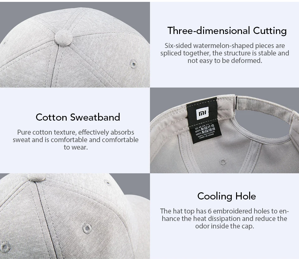 Xiaomi Youpin Trendy Solid Color Reflective Baseball Mi Cap Hat Sweat Absorption Reflective Snapback Hip Hop For Men and Women (11)