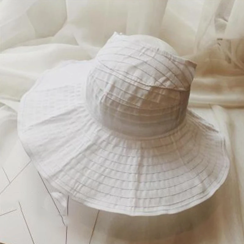 Шляпы Женские однотонные элегантные регулируемые в Корейском стиле солнцезащитные козырьки с широкими полями женские s Солнцезащитная шляпа универсальные модные повседневные летние для девочек - Цвет: white