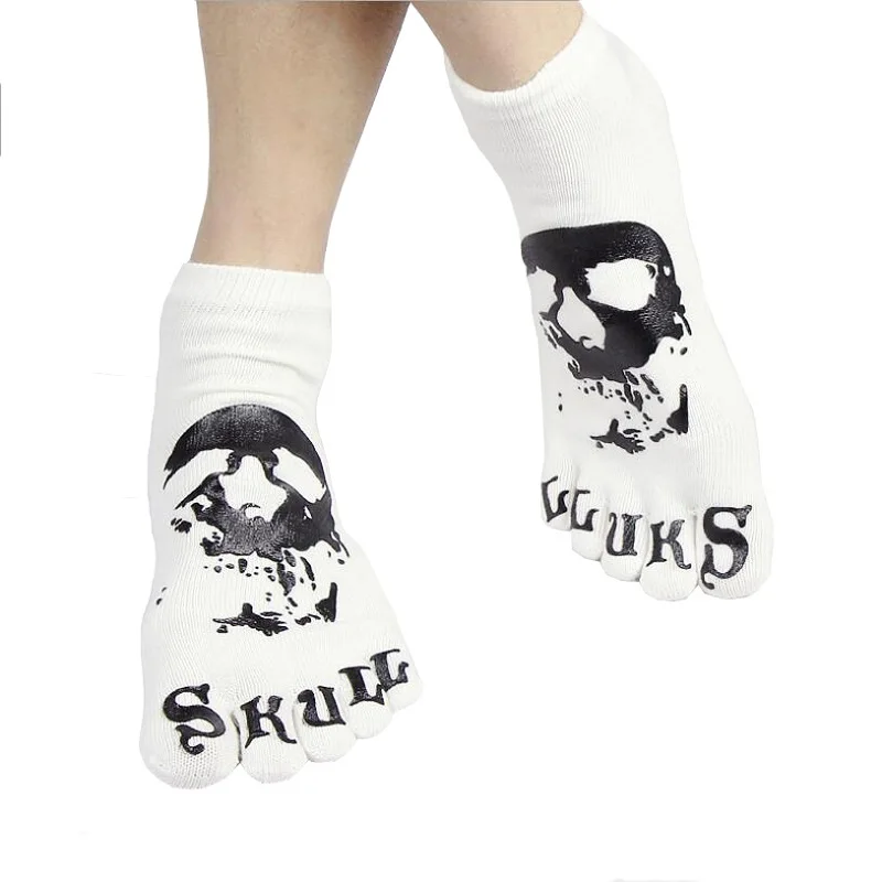 

1 Pair Men Five Toe Sock Non Slip Hip Hop Sock 3D Print Terror Skeleton Skull Socks Cotton Male Athletics Short 4 Seasons Socks