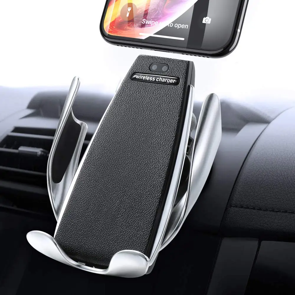 Car Wireless Charger S5 Automatic Clamping Fast Charging Phone Holder Mount in Car for iPhone Huawei Samsung Smart Phone