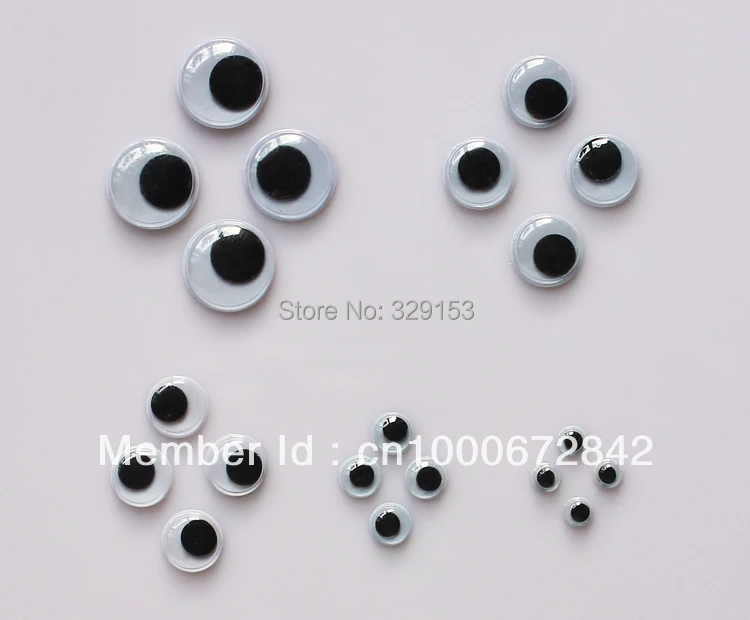wholesale mixed 5mm 7mm 10mm 12mm 15mm roundMovable Eye Plastic Eyes Wiggle Eyes forDoll Toy diy