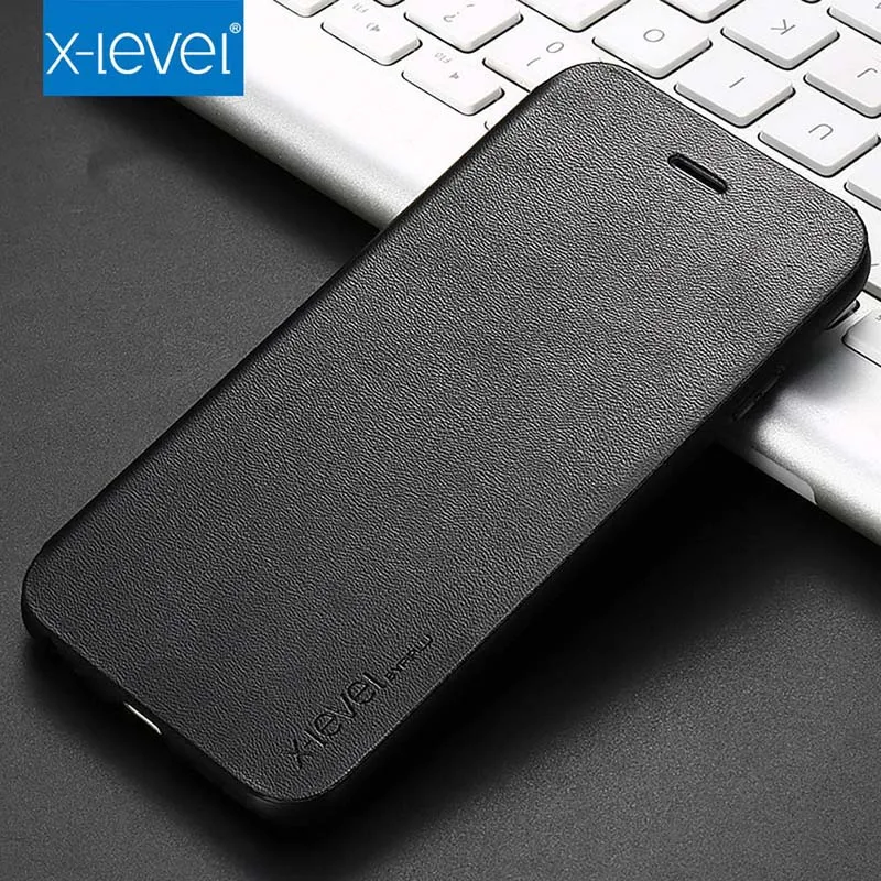 Ультратонкий флип-чехол X-level из ТПУ для iphone 7 7Plus 8 8plus X 6 6splus XR XS XSMax чехол KS0113 - Цвет: black