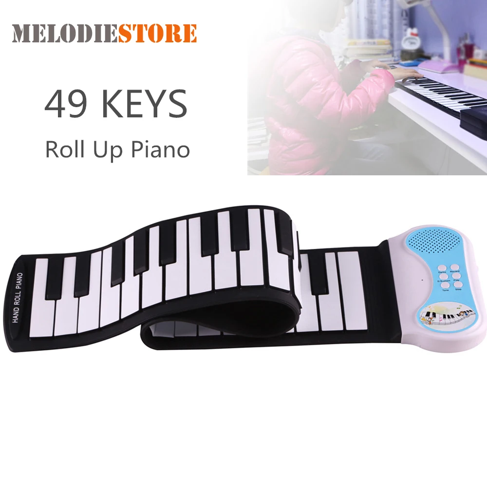 Professional 49 Keys Silicon Flexible Hand Roll Up Piano Portable