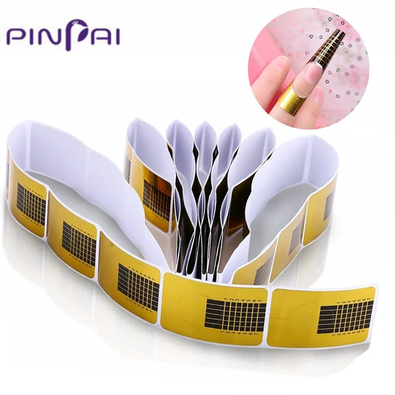 

PinPai Professional 20 pcs Rectangle Nail Extension Form Paper Sticker Manicure Shape Holder Nail Art Tips UV Gel Builder Forms