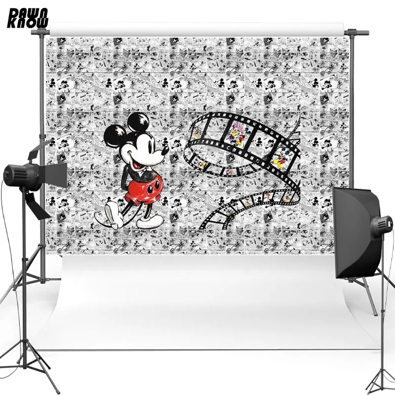 DAWNKNOW Cartoon Vinyl Photography Background For Baby Mickey Mouse Polyester Backdrops For Children Photo Studio Props G044