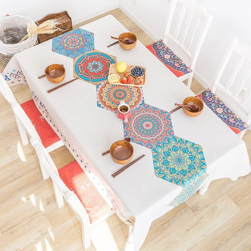 

Chinese Style Simple Folk-custom Cotton and Linen Tablecloth Rectangular Waterproof Oilproof Dining Table Cloth