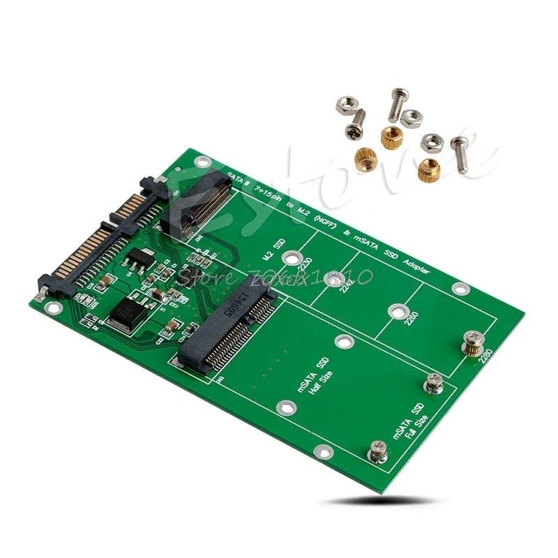 mSATA M 2 B Key NGFF 2in1 Multiple Sized SSD To SATA 3 III Adapter Converter