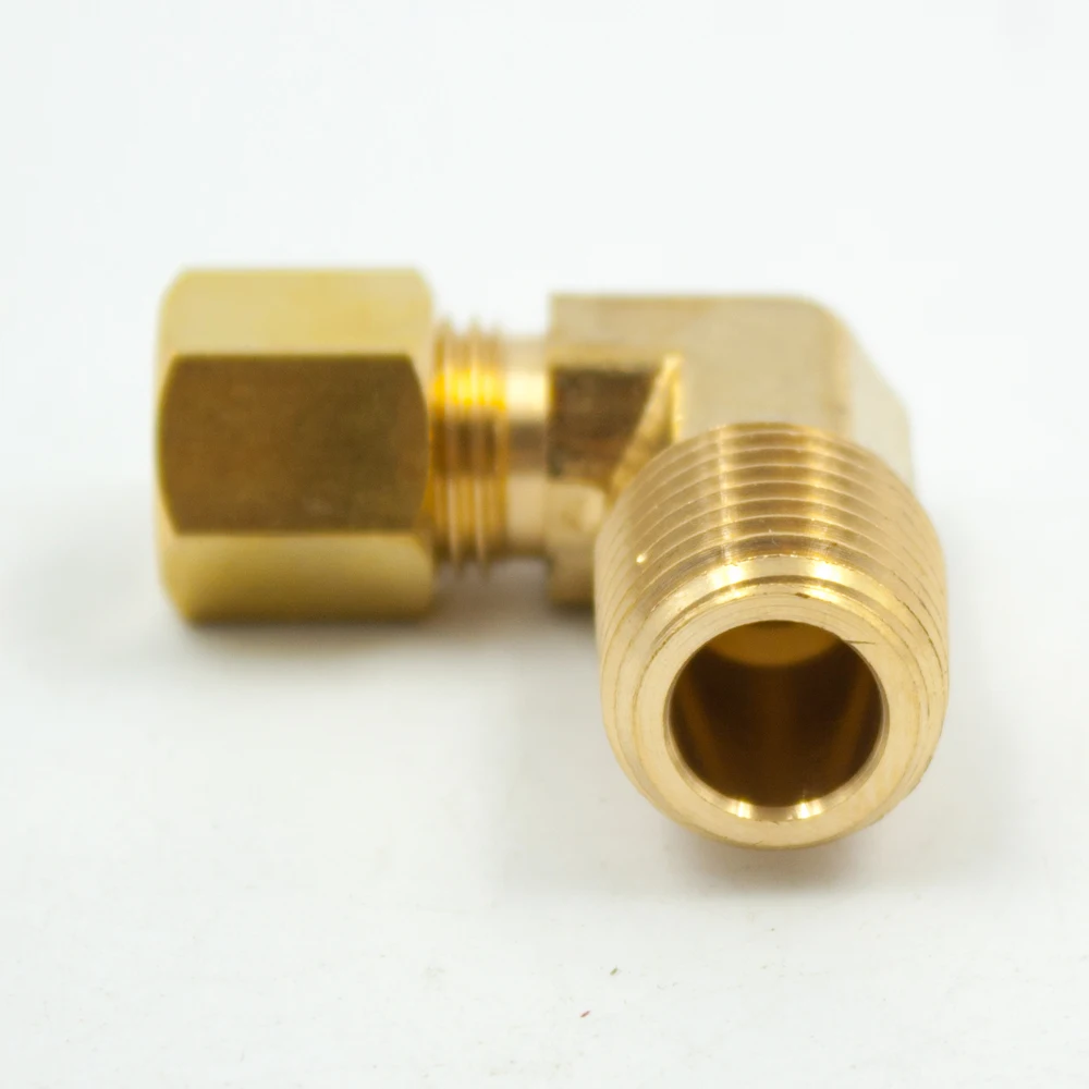 Legines 2Pcs Brass Compression Tube Fitting 90 Degree Male Elbow, Tube
