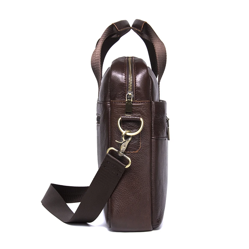 Student Briefcase CONTACT'S Genuine Leather Laptop Tote Briefcase Men Crossbody Shoulder Handbag Messenger Bag