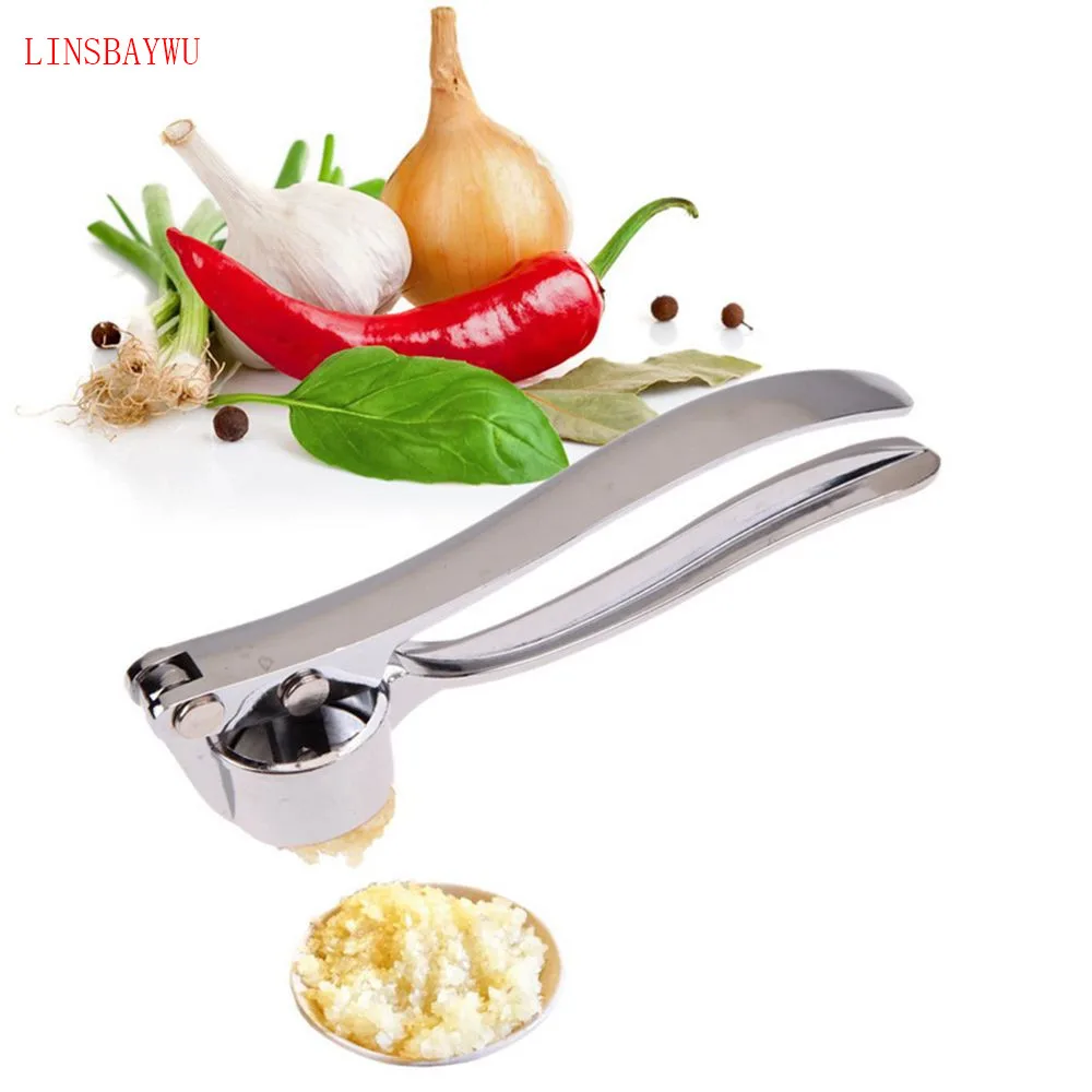 LINSBAYWU Stainless Steel Kitchen Squeeze Tool Alloy Crusher Garlic