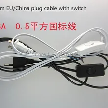 5 шт./лот переключатель коммутационный шнур, переключатель переменного тока 303 шнур питания, 0,5 мм 6A 1,8 метров два круглых штекера ЕС штекер кабель линия