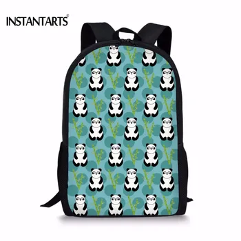 

INSTANTARTS Cute Cartoon Print Backpacks for Primary School Students Puzzle Pandas Dogs Book Shoulder Bags Casual Laptop Daypack