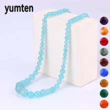 Yumten Women Necklace Natural Crystal Power Stone Agate Beads Chain Reiki Charm Gemstone Female Choker Male Men Fine Jewelry Bag yumten grey agate necklace female natural stone power crystal coin rainbow choker charm chain reiki women vintage jewelry men