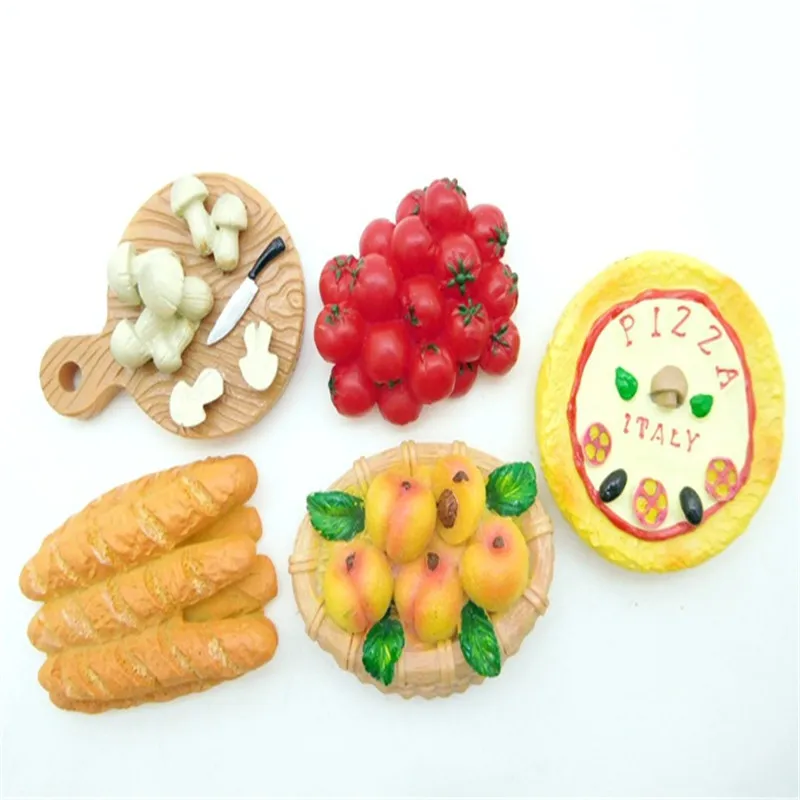 

Lychee Life Delicious Bread Tomatoes Refrigerator Magnetic Sticker 3D Breakfast Fridge Magnet Modern Home Decoration