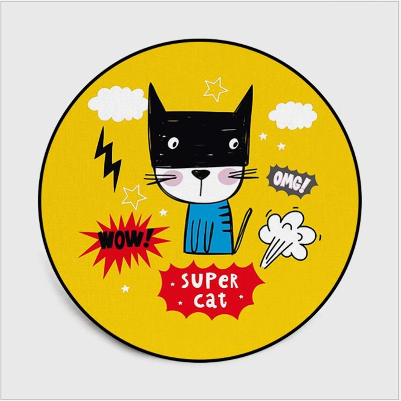 AOVOLL милый мультфильм котенок собака круглый ковер детский коврик для лазания подвесная корзинка на стул спальня нескользящий коврик ковер для спальни