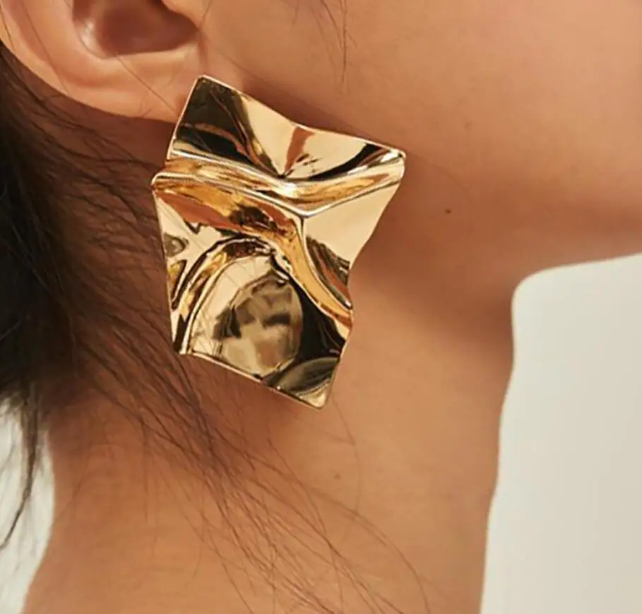 

New Gold Silver Metal Earrings For Women Girls Round Geometric Earrings Indian Brincos Accessories Female Vintage Circle Earring
