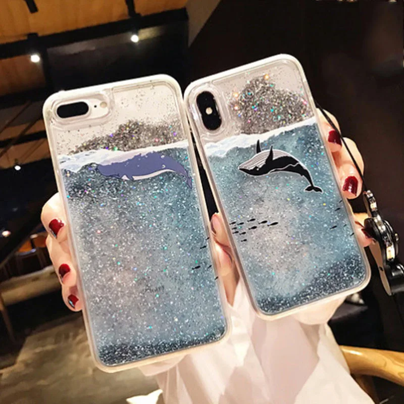 Милый чехол с зыбучим песком для iPhone 7 XS MAX 8 6 6s Plus XR X блестящий мягкий силиконовый
