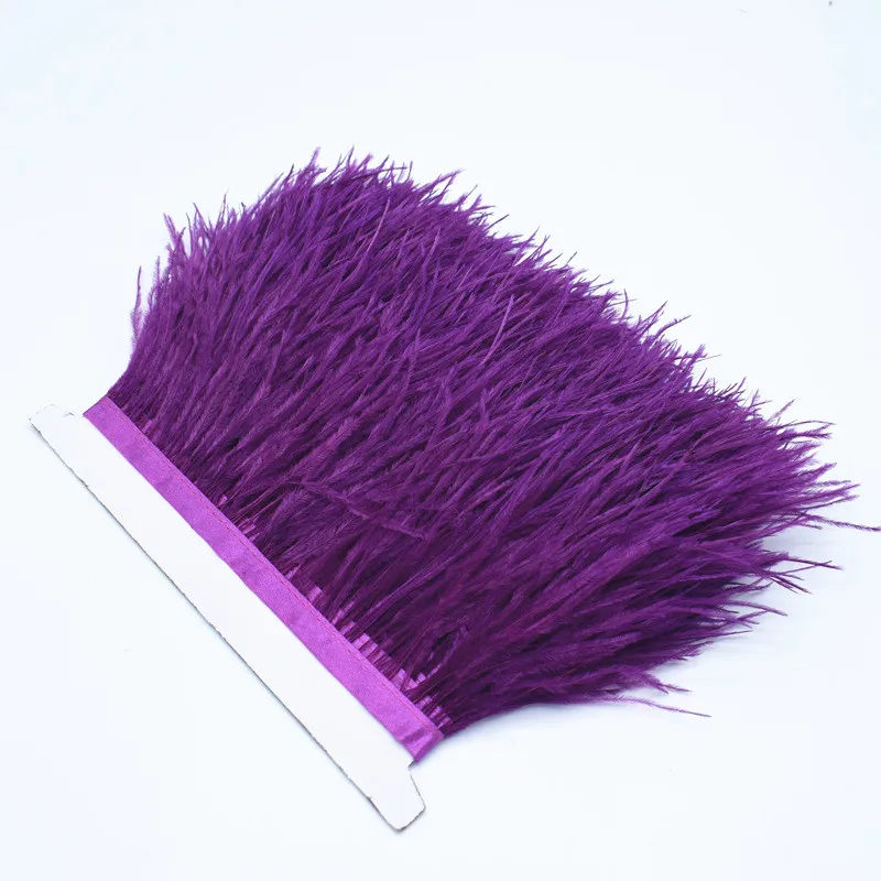 10 м Высокое качество страусиные перья обрезки ткань боковая полоса 8-11 см в ширину подходит для юбки/платья/одежда Вечерние DIY ремесла - Цвет: Red purple
