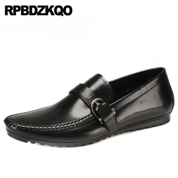

Casual Metal Spring Driving Men Designer Leather Loafers Shoes Luxury Monk Strap Real Black Genuine British Style Moccasins Soft