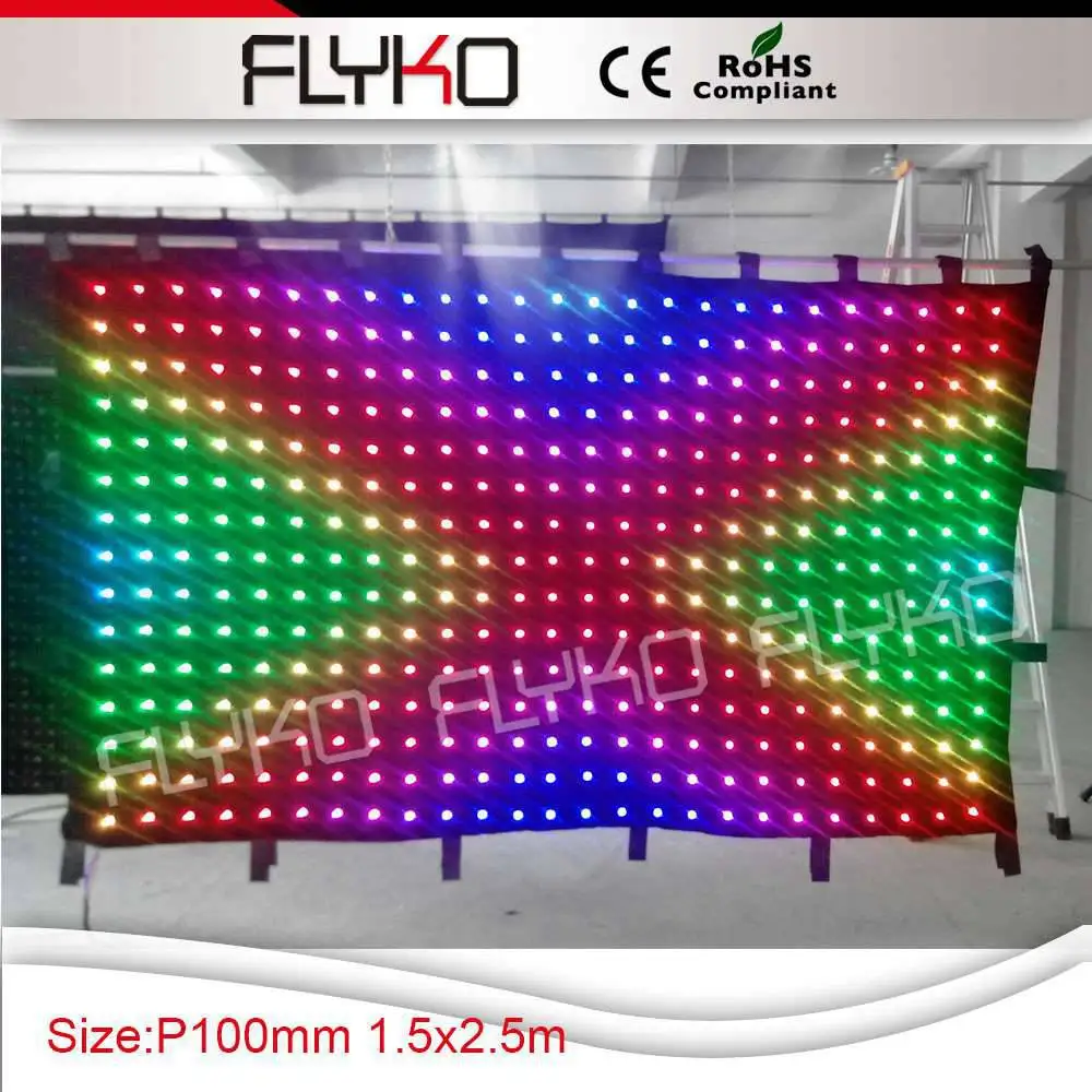 

party concert shows 1.5m*2.5m led curtain wholesale best price event wedding stage P100mm video curtain