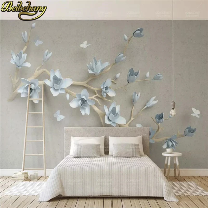 

beibehang Custom 3D Mural Wallpaper Living Room Background Embossed magnolia Wall Painting Home Decoration Mural wall paper roll
