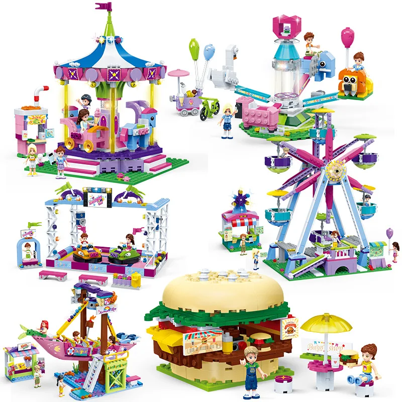 

Friends Series Amusement Park Ferris Wheel Model Building Blocks Bricks Playgame Toys For Children Gifts Compatible Legoed City