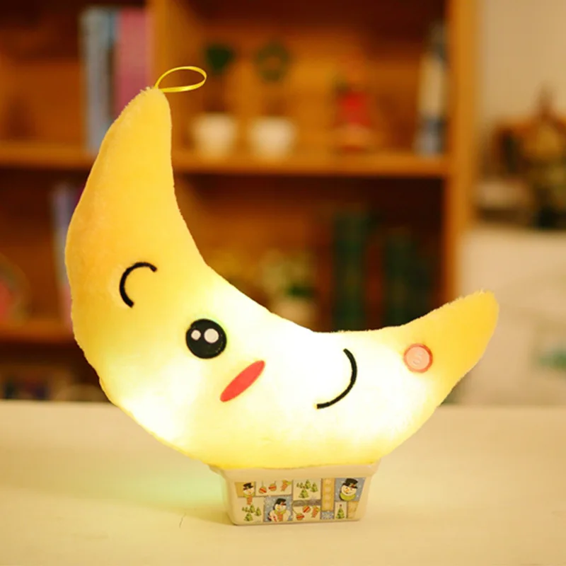 

Creative Colorful Light Pillow LED Light Up Glow Pillow Plush Toys Kids Moon Luminous Cushion Birthday Gift For Girls Toy