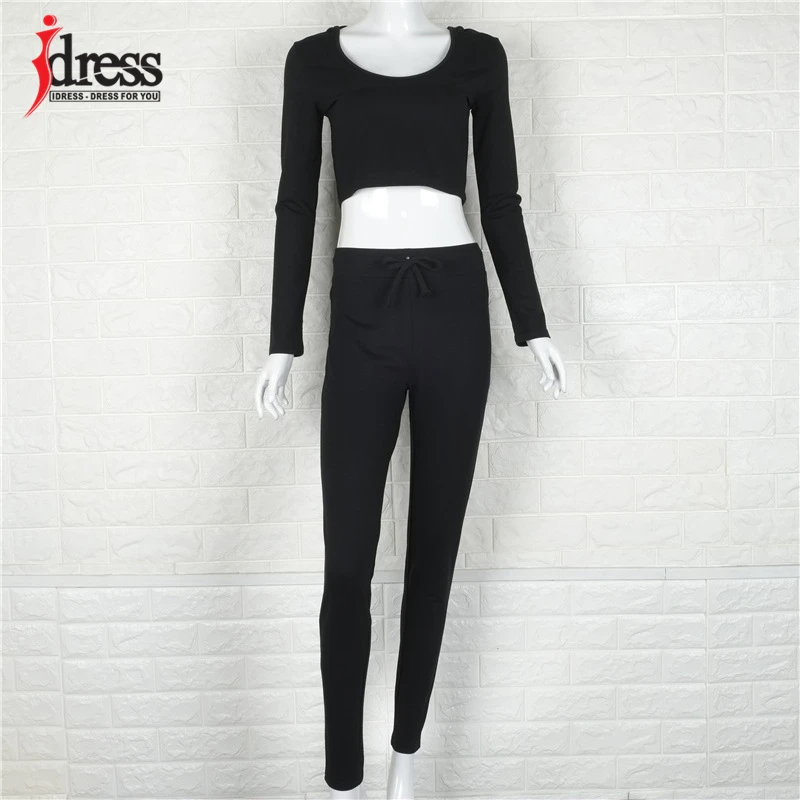 IDress Women Suit Outfit Two Piece Set Crop Top Legging Sweatpants Set Crop Hoodie Set Female Sweatshirt Pants Tracksuit Set (14)