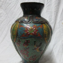 Xd 002362 1" Клеймо Китайский Перегородчатые Бронзовый цветок птица ваза