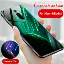 Luminous Glass Case For Xiaomi MI 9T Pro 9 8 SE A1 A2 back Cover For