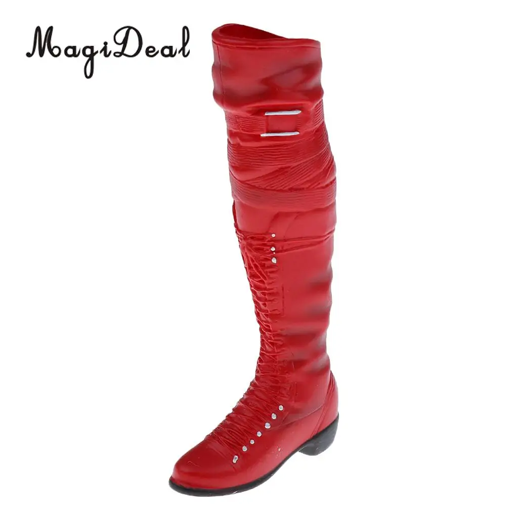 MagiDeal 1Pair 1/6 Lace Up Rubber Mid-Calf Knee High Boots Shoes for 12 Inch Female Figure Body   Models Acc Best Gift