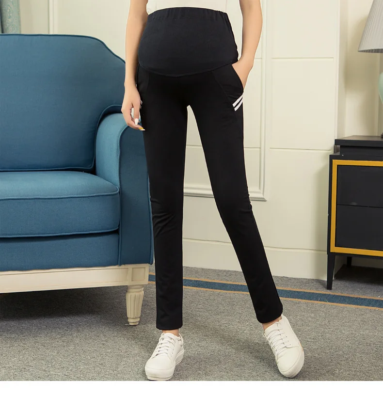 Calças de Cintura Roupas de Maternidade Leggings Mulheres Grávidas Calças Barriga Abdominal Pantsadjustable 11 Mamãe e Bebê