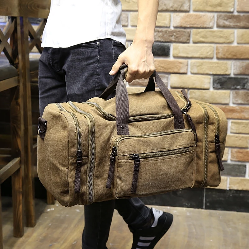 Vintage Canvas Men Travel Bags Women Luggage & Bags Leisure Duffle Bag Large Capacity Tote ...