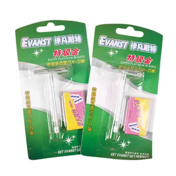 

1 Set Safety Manual Razor Double Edge Blades Replacements Men Beard Trimming Facial Hair Mustache Remove Home Accessory