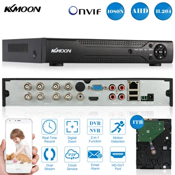 

KKmoon 8CH Full 1080N/720P AHD DVR NVR + 1TB Seagate HDD Onvif 8CH AHD DVR Video Recorder PnP for CCTV Security Camera System
