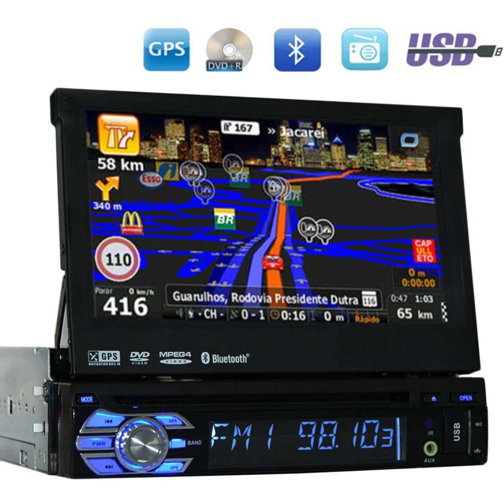 7 &quotУниверсальный 1 Din автомобильный аудио dvd-плеер + радио gps-навигация Авторадио