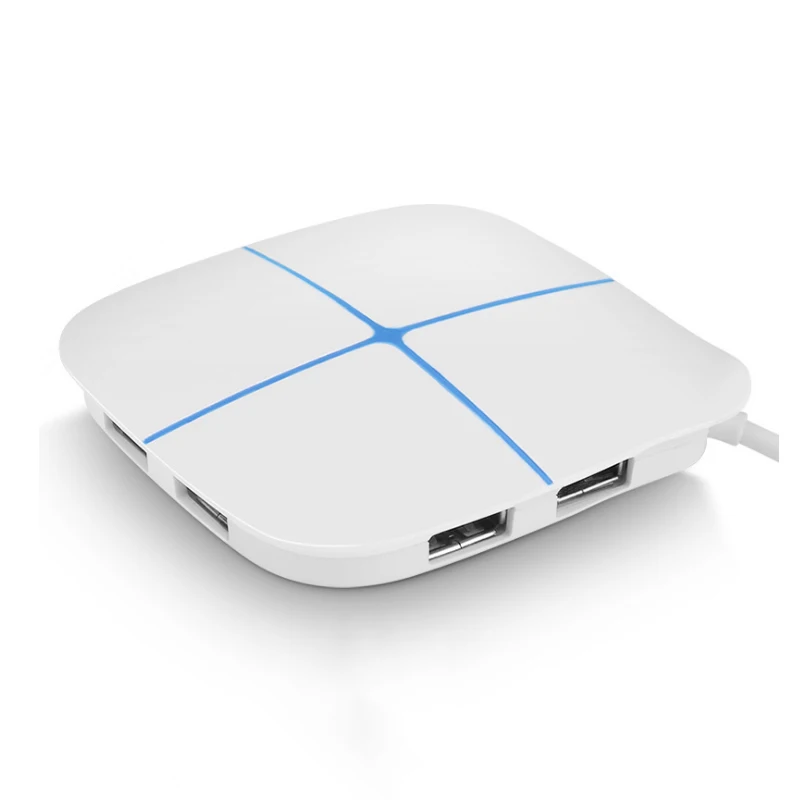 

High Speed 6 Ports Combo USB 2.0 Hub Adapter with USB Power Adapter TF and SD Card Card Reader with LED Breathing Light UJ01