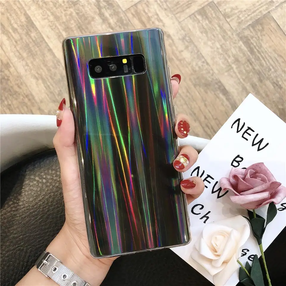 Аврора лазерный силикона IMD мягкий Bling чехол для samsung Galaxy S10 плюс S10E S9 S8 A3 A5 A7 J3 J5 J7 J4