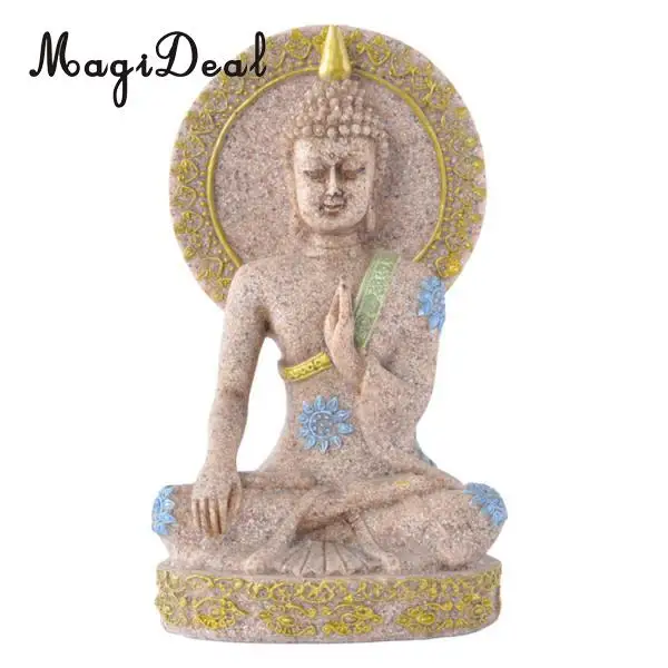 MagiDeal The Hue Sandstone Meditation Buddha Statue Sculpture Hand Carved Figurine Home Office Decor
