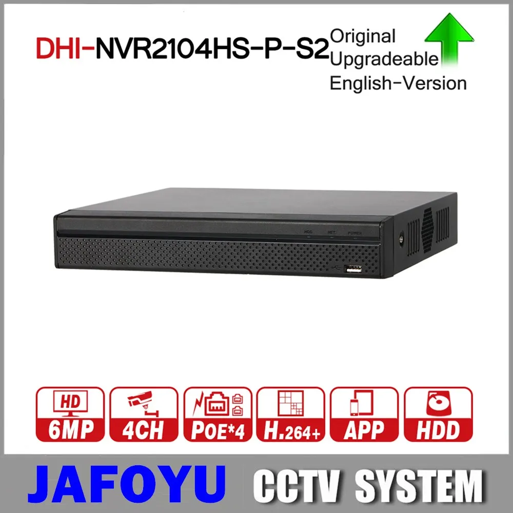 DH 4-канальный POE NVR компактный 1U 4PoE Сетевой Видео Регистраторы NVR2104HS-P-S2 Full HD 6MP Запись Поддержка PTZ IP Камера