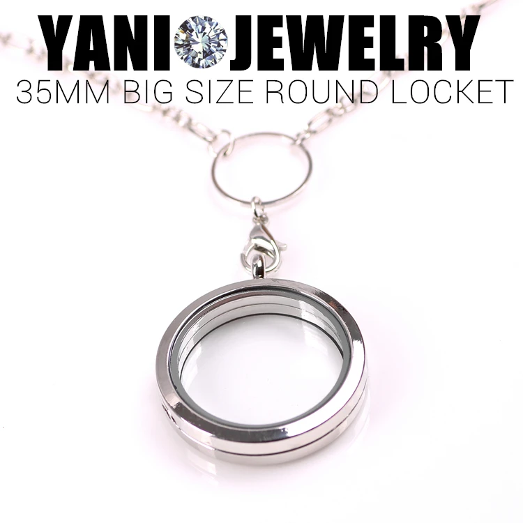 

10Pcs 35mm Big Round Memory Medaillon Locket Pendant Chain Necklaces For Women Floating Relicario Locket Choker Jewelry Making
