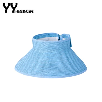 

Summer Fashion Bowknot Sun Visor Hat Lady Foldable Roll Up Beach Sunhats Women Large Brim Hat Ladies Straw Hats Folding Sun Cap