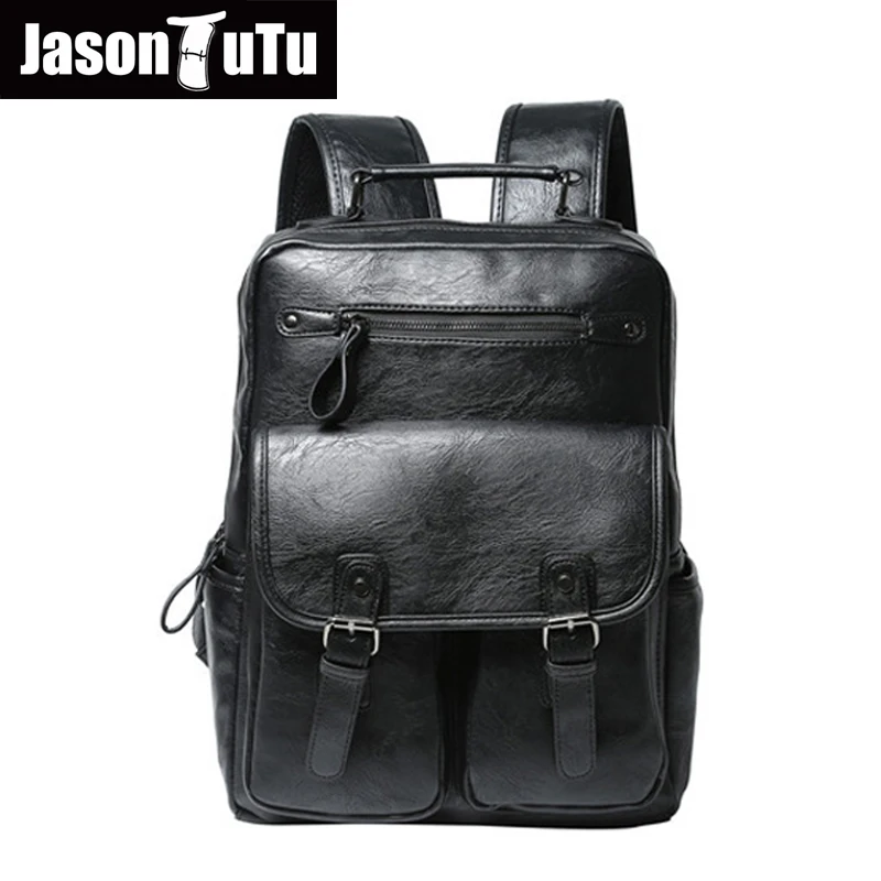 

JASONTUTU Brand Men Backpack Bags Large Men Travel Bag Luxury Designer Pu leather School Bag Laptop Backpacks mochilas B02