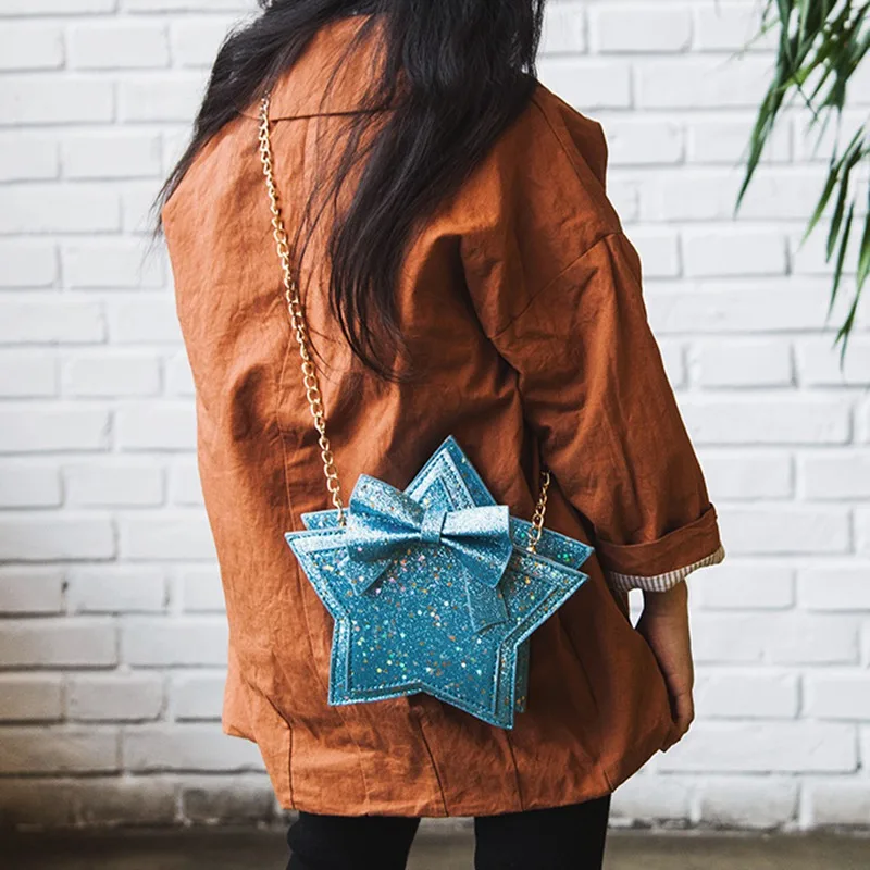 Kids Girls Star Women Sweet Messenger Bag Glitter Sequins Crossbody Shoulder Bag Small Envelopes Bags Party Clutch Handbags (33)