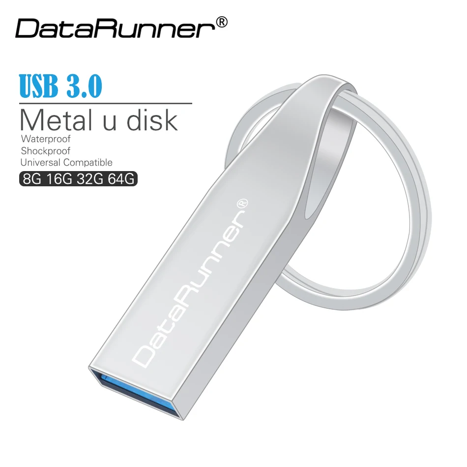 DataRunner Metal USB Flash Drive 8GB 16GB 32GB 64GB Pendrive Waterproof USB Stick Real Capacity Pendrive Usb 3.0 Key Ring