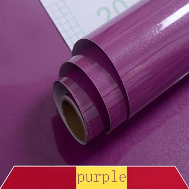 DIY самоклеющиеся декоративные глянцевые обои для современной мебель шкаф для спальни шкаф сплошной цвет контактная бумага домашний декор - Цвет: Purple