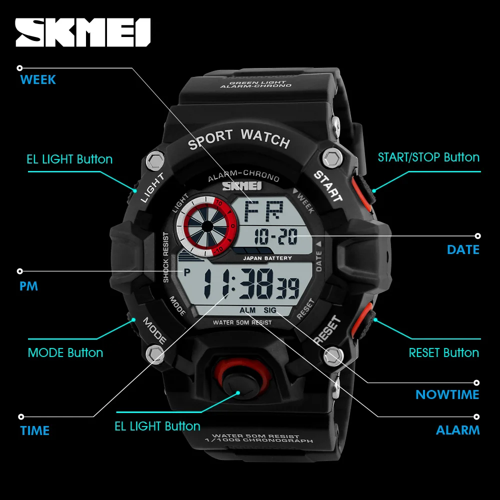 S Shock SKMEI мужские спортивные часы мужской армия камуфляж военные светодиодный