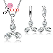 Индивидуальный дизайн 925 пробы серебро три листа кулон ожерелье серьги для женщин Brincos Bijoux Ювелирные наборы