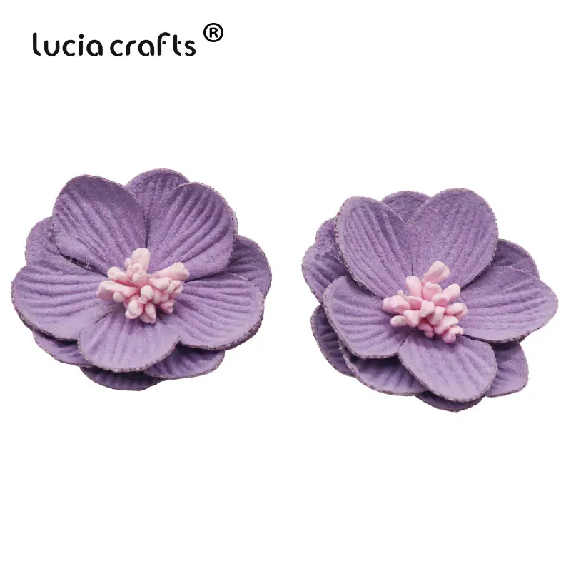 Lucia crafts 5 шт/6 шт 4 см искусственная кожа Цветок голова DIY свадебная обувь головной убор ручной работы аксессуары B0208 - Цвет: C5 Purple 5pcs